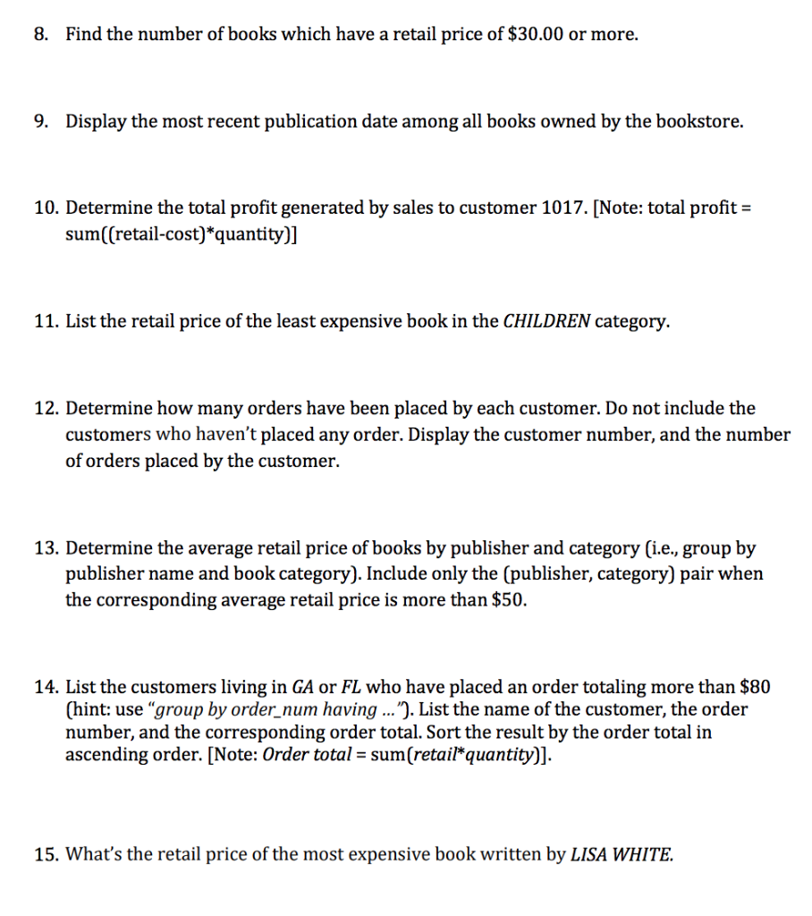 statement and the query result. BOOKS PUBLISHI PubID INT(2) Name VARCHAR(23) Contad