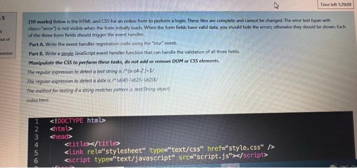  110 marks] Below is the HTML and CSS for an online