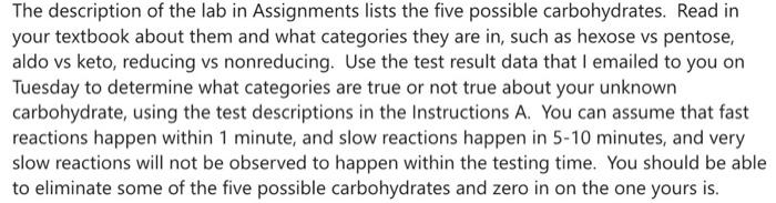 - Carbohydrates: Carbohydrate unknown number - 3 Unknown sucrose solution number -
