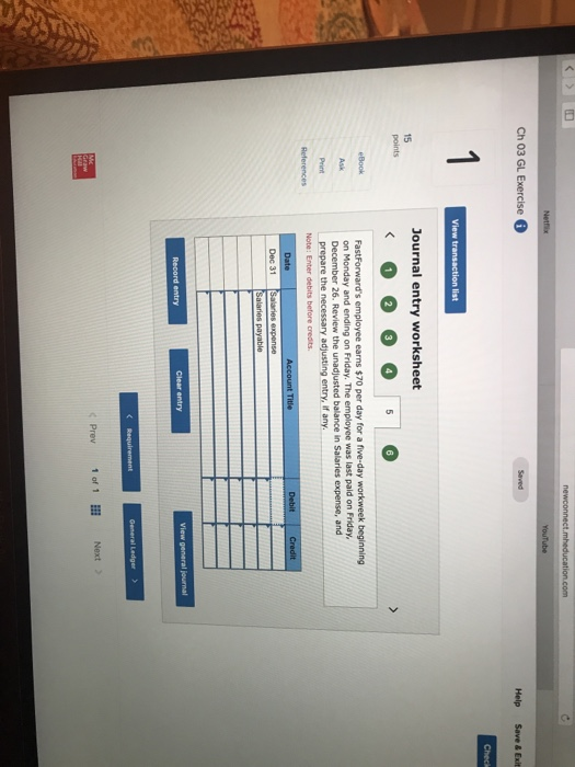 P3 The unadjusted trial I balance of the FastForward Company as of