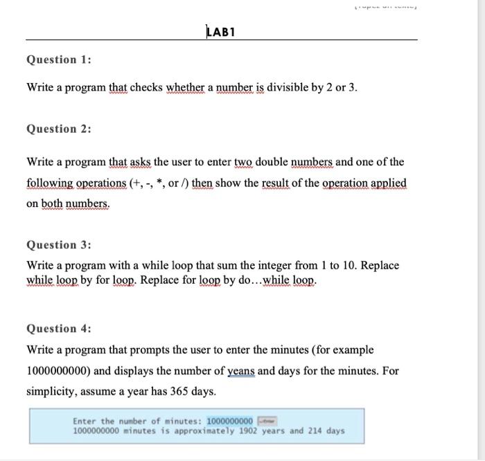 programming Question 1: Write a program that checks whether a number is