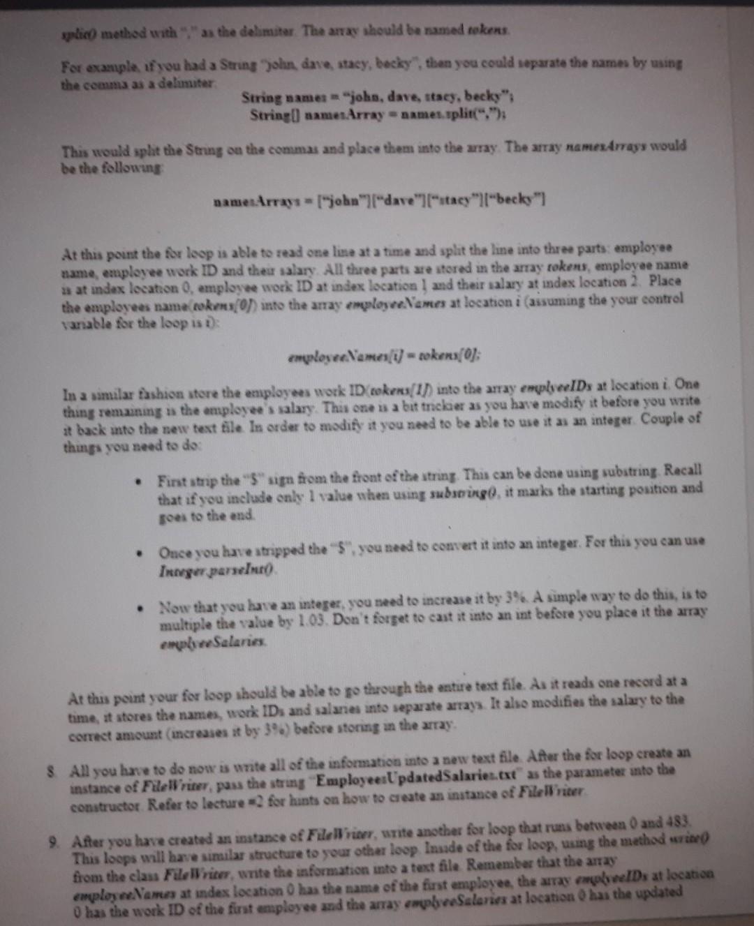 a text file with some employee information. The file contains information for