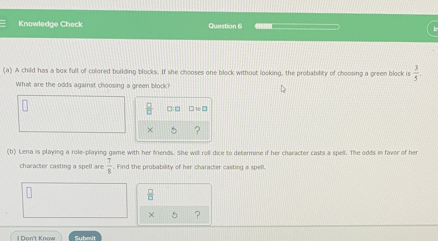 E Knowledge Check Question 6 In (a) A child has a