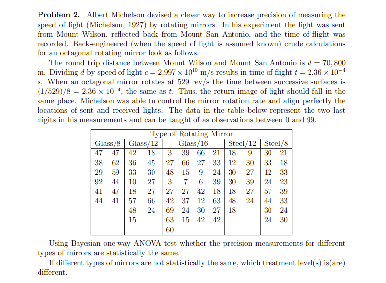  Problem 2. Albert Michelson devised a clever way to increase precision