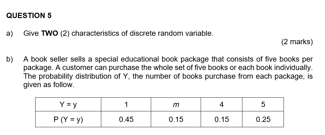 Chapter ProbabilityPlease help me with working steps on probability QUESTION 5 a)