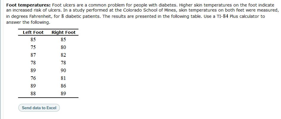 please help Foot temperatures: Foot ulcers are a common problem for people