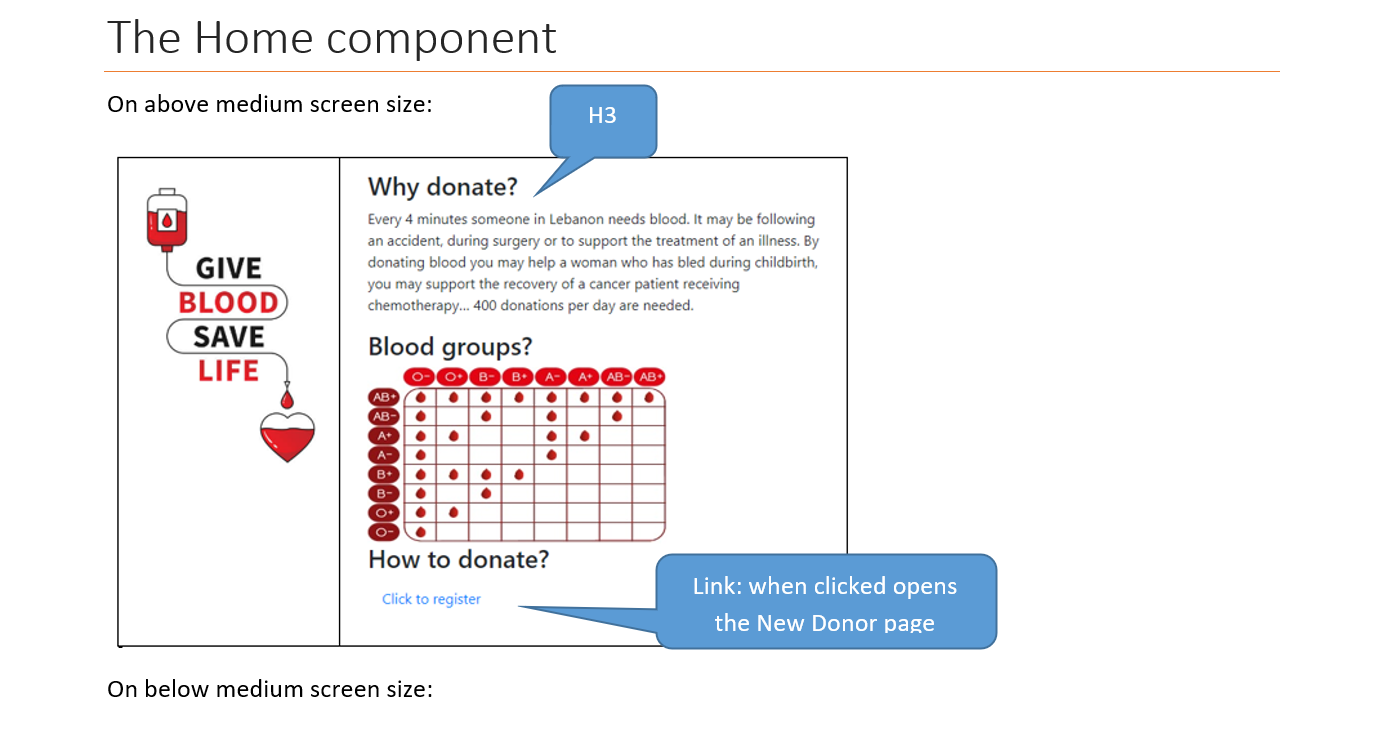 be similar to the following snaps: Blood Donation Home New Donor Search