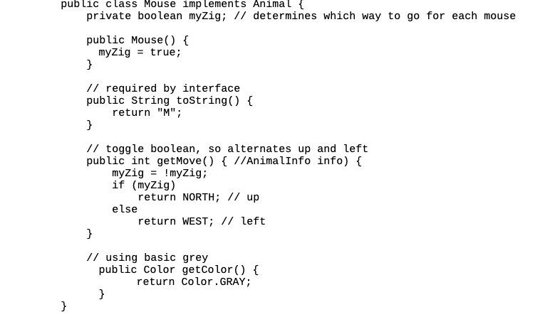 Frog and Snake, as they demonstrate well an understanding of how this