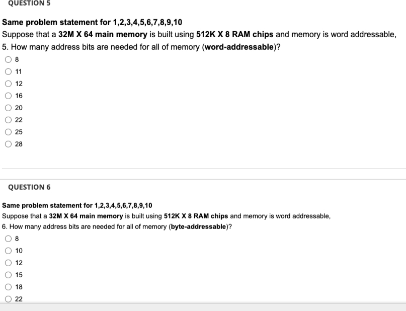  QUESTION 5 Same problem statement for 1,2,3,4,5,6,7,8,9,10 Suppose that a 32M