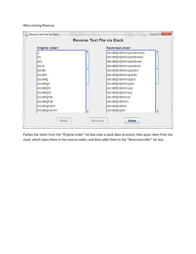 text file into list box 1. Reverse - reverses the items in