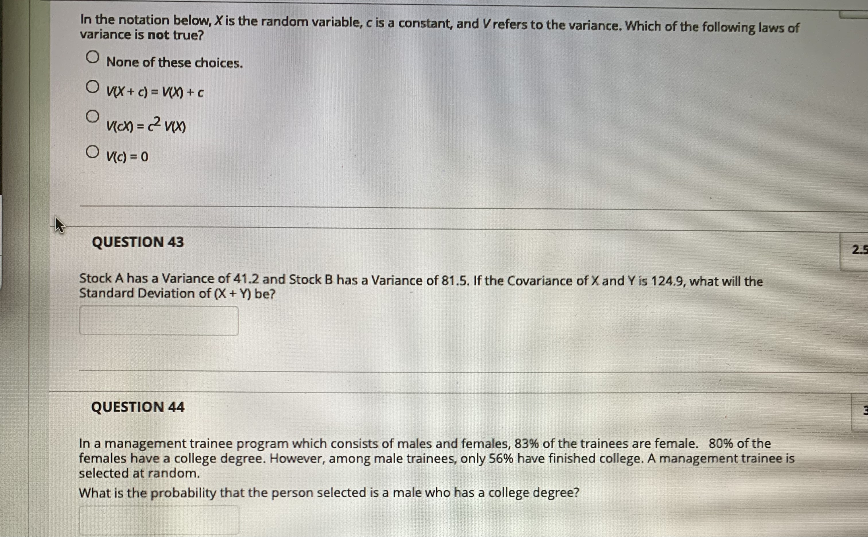 Need help In the notation below, X is the random variable, c