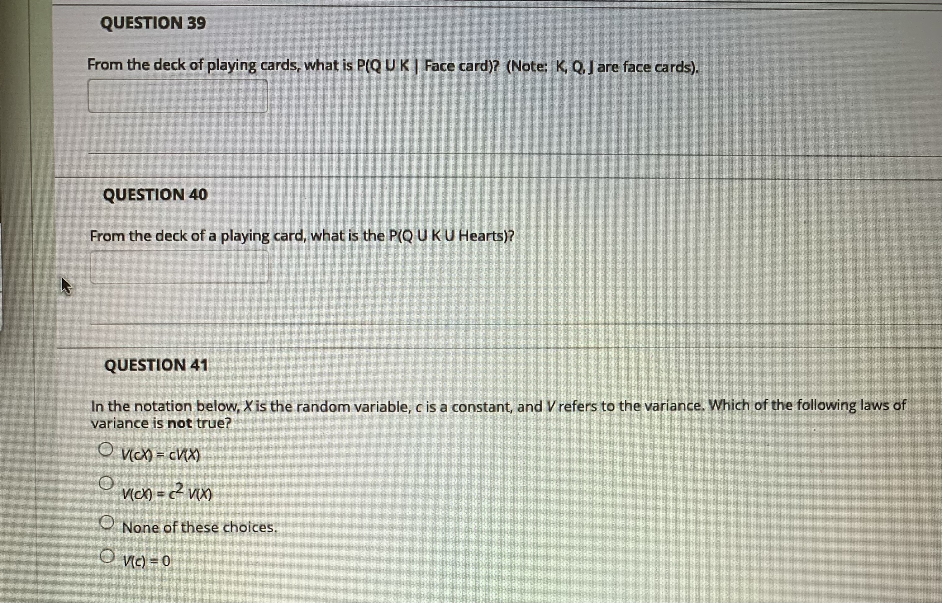 following laws of variance is not true? None of these choices. O