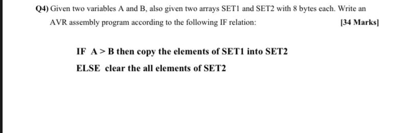  Q4) Given two variables A and B, also given two arrays
