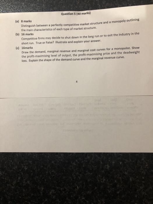  Please type up solutions where possible Question 5 (40 marks) (a)