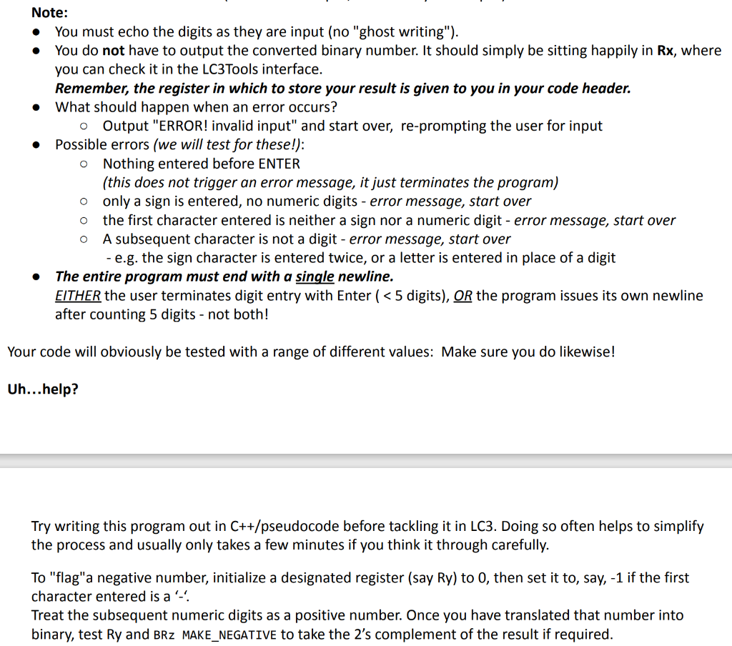 digits ; is it = '-'? if so, set neg flag, go