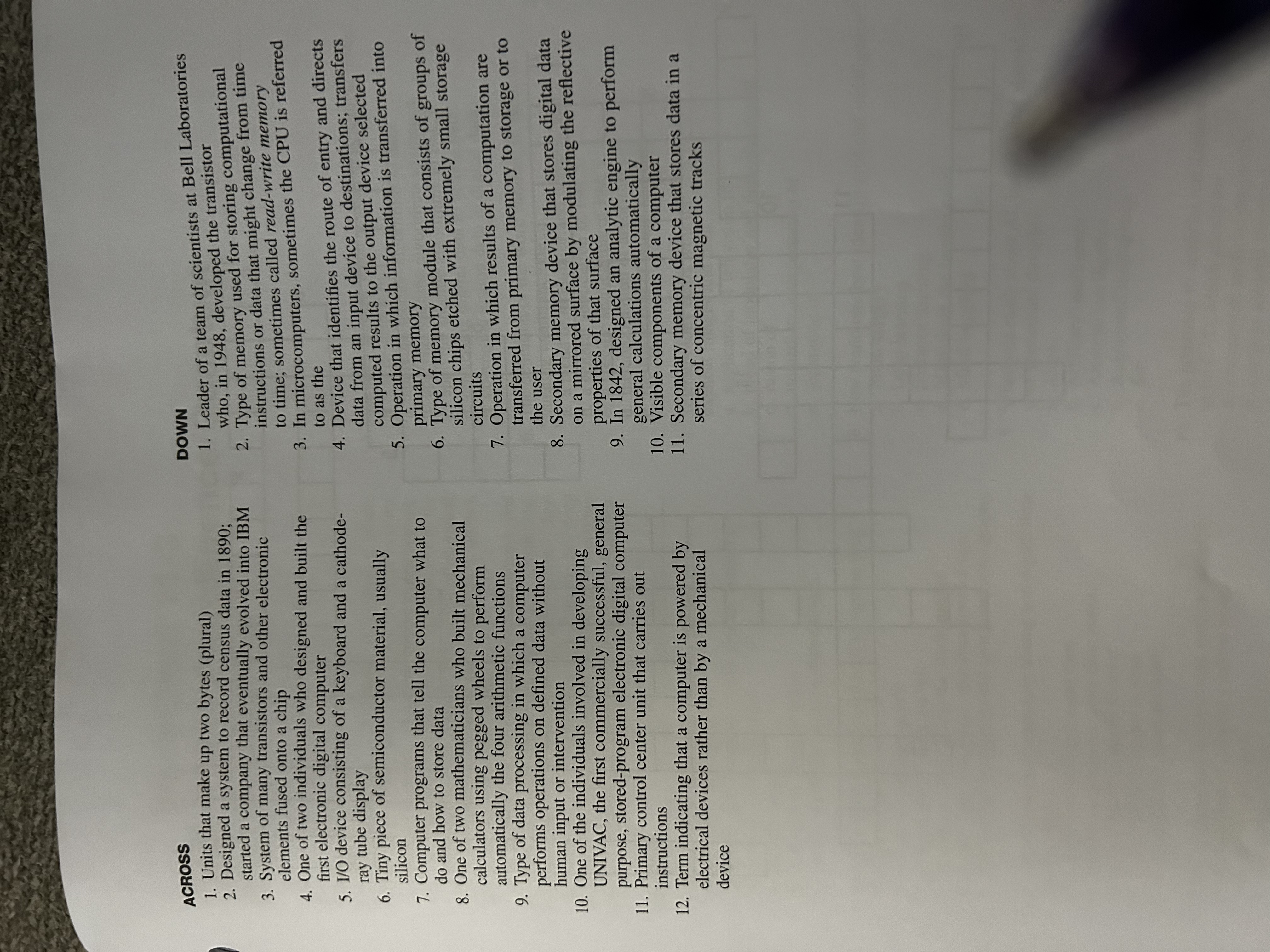  ACROSS Units that make up two bytes (plural) Designed a system