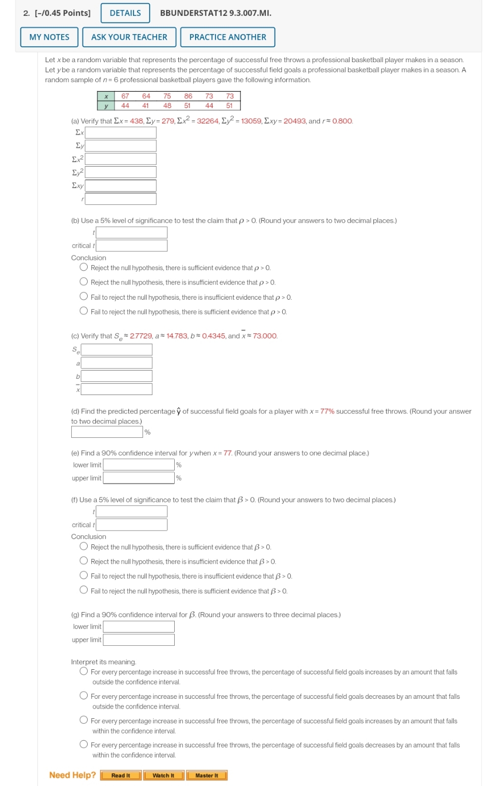help please 2. [-/0.45 Points] DETAILS BBUNDERSTAT12 9.3.007.MI. MY NOTES ASK YOUR
