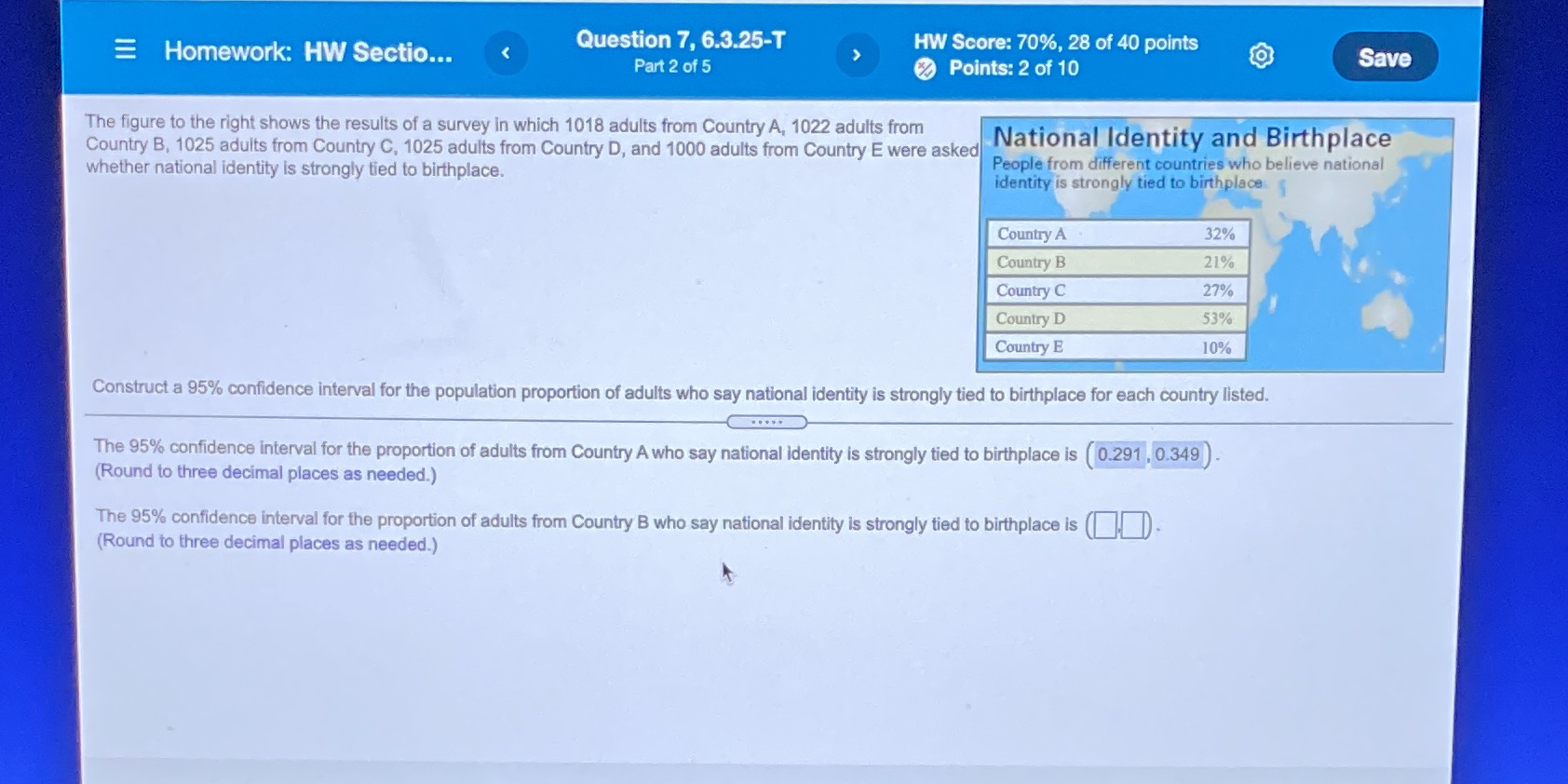 Answer for second part please! (Country B) Homework: HW Section.. Question 7,