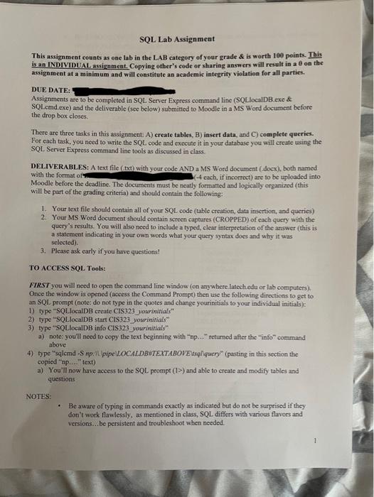 I don't know how to create the tables in command prompt for