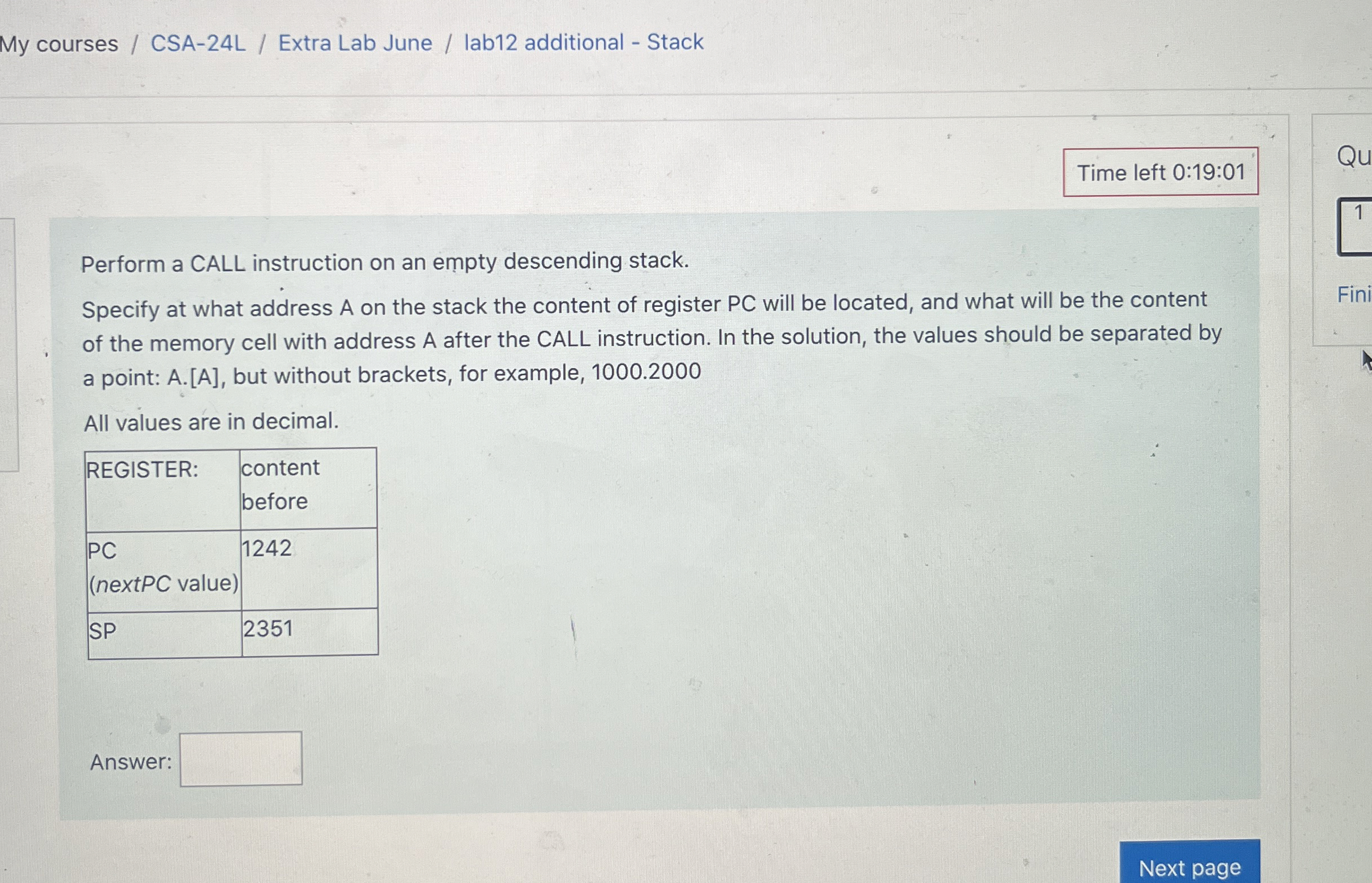  My courses / CSA-24L / Extra Lab June / lab12 additional