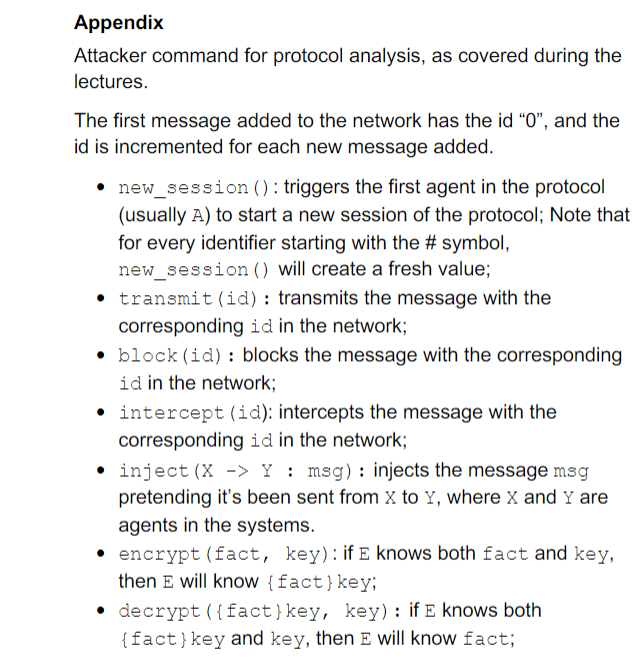 B and the server S, with the adversary E. The list of