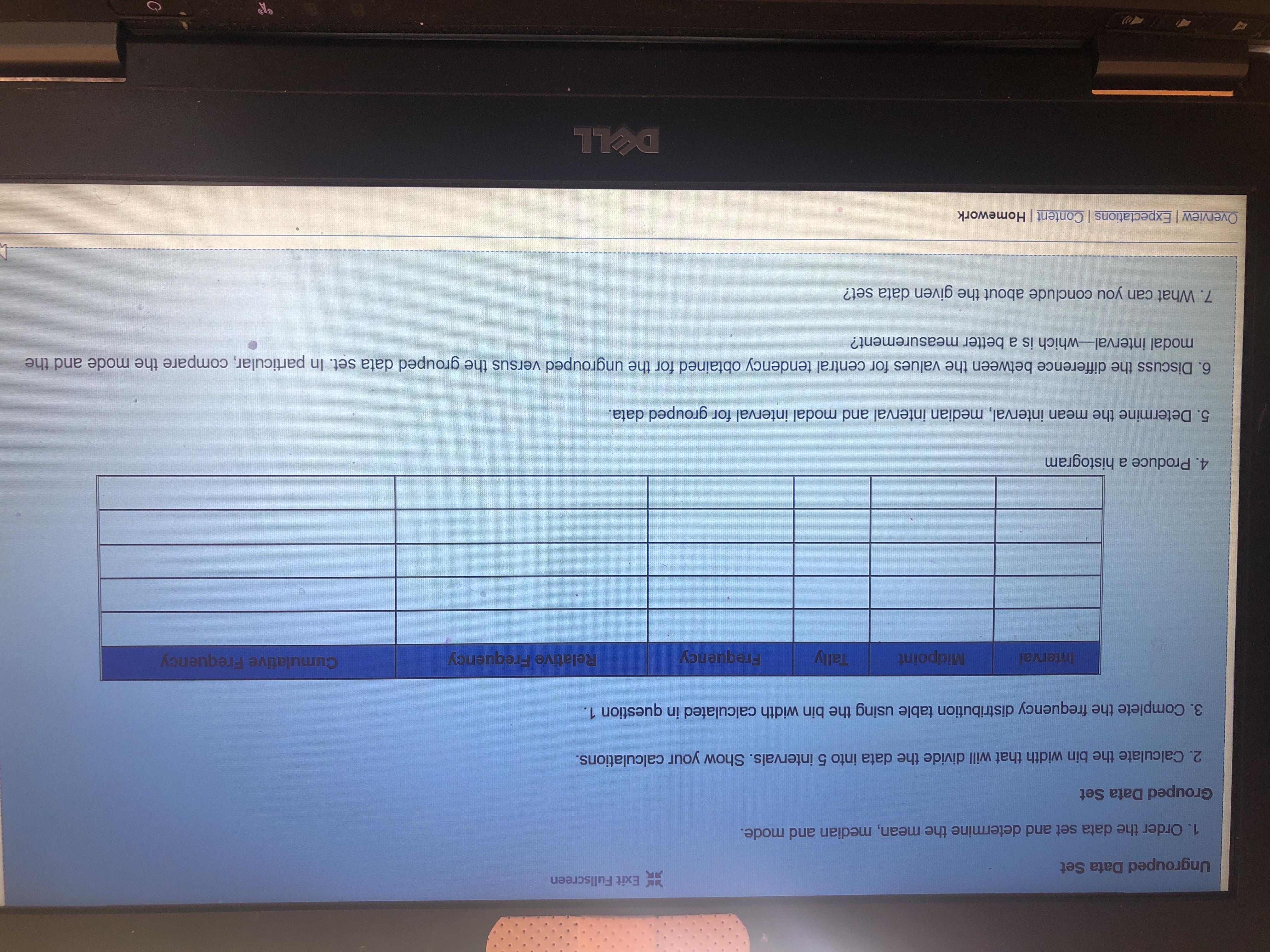 HK Exit Fullscreen Ungrouped Data Set 1. Order the data set