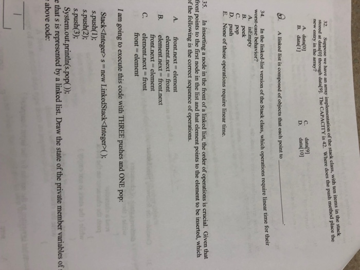  we have an array implementation of the stack class, with ten