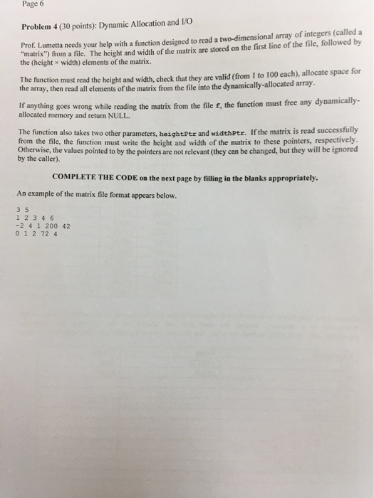read a two-dimensional array of integers (called a "matrix") from a file.