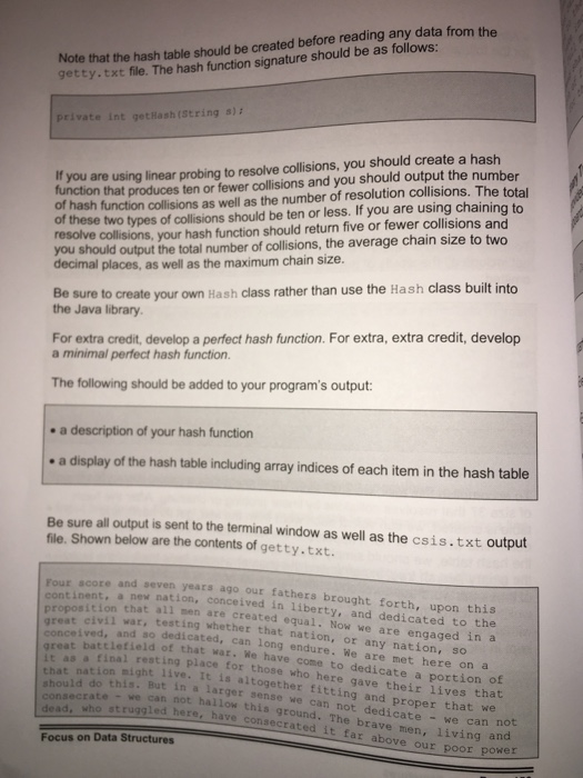 and the input text file. Don't bother doing program documentation. I can