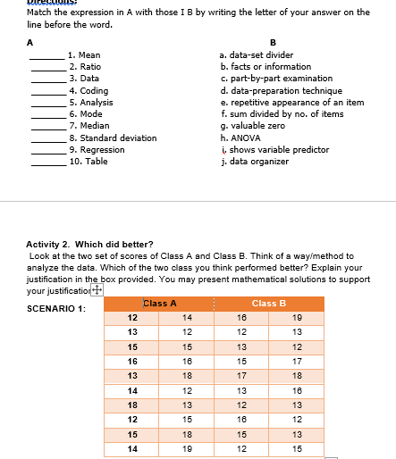 reference-https://drive.google.com/file/d/1-BAfTkmBQjLfs6bMPglWCg8tez692f1m/view?usp=sharing Match the expression in A with those I B by writing