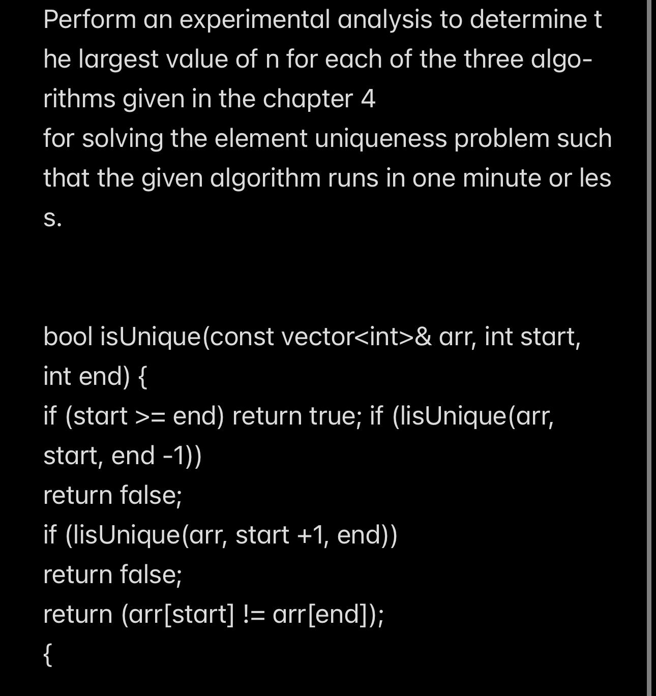 Perform an experimental analysis to determine t he largest value of n