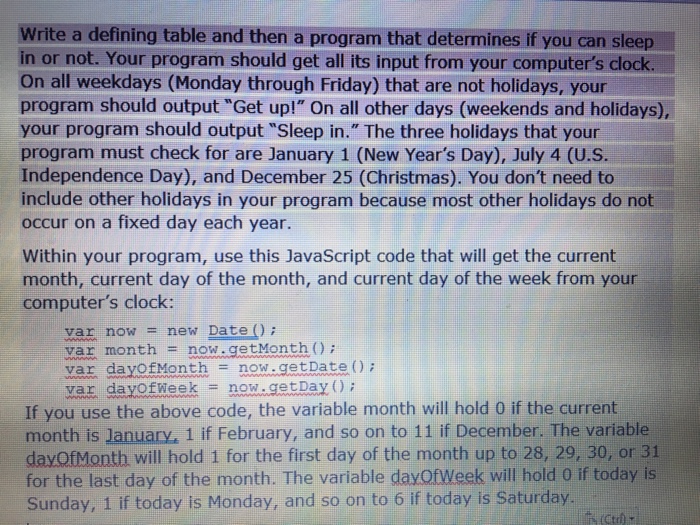  Question about Html / JavaScript Write a defining table and then