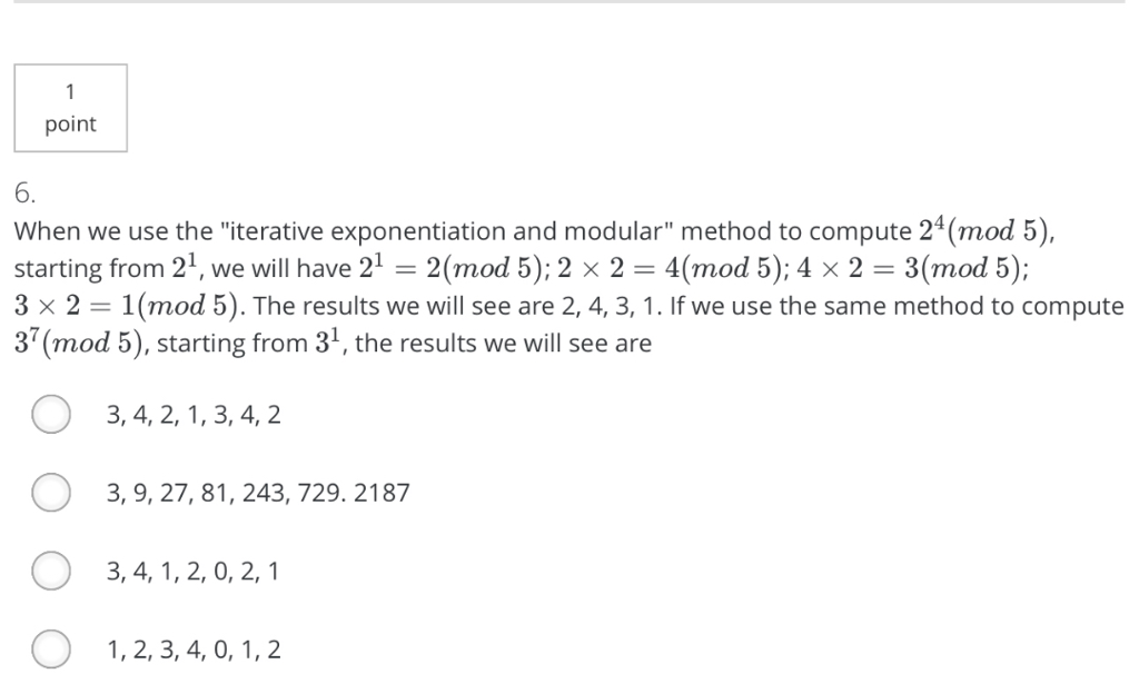 (i-s o ) 4. (b b*b (mod n); 5. if (ki 1)