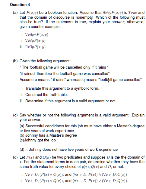 (a) Let P(x,y) be a boolean function. Assume that xyP(x,y) is