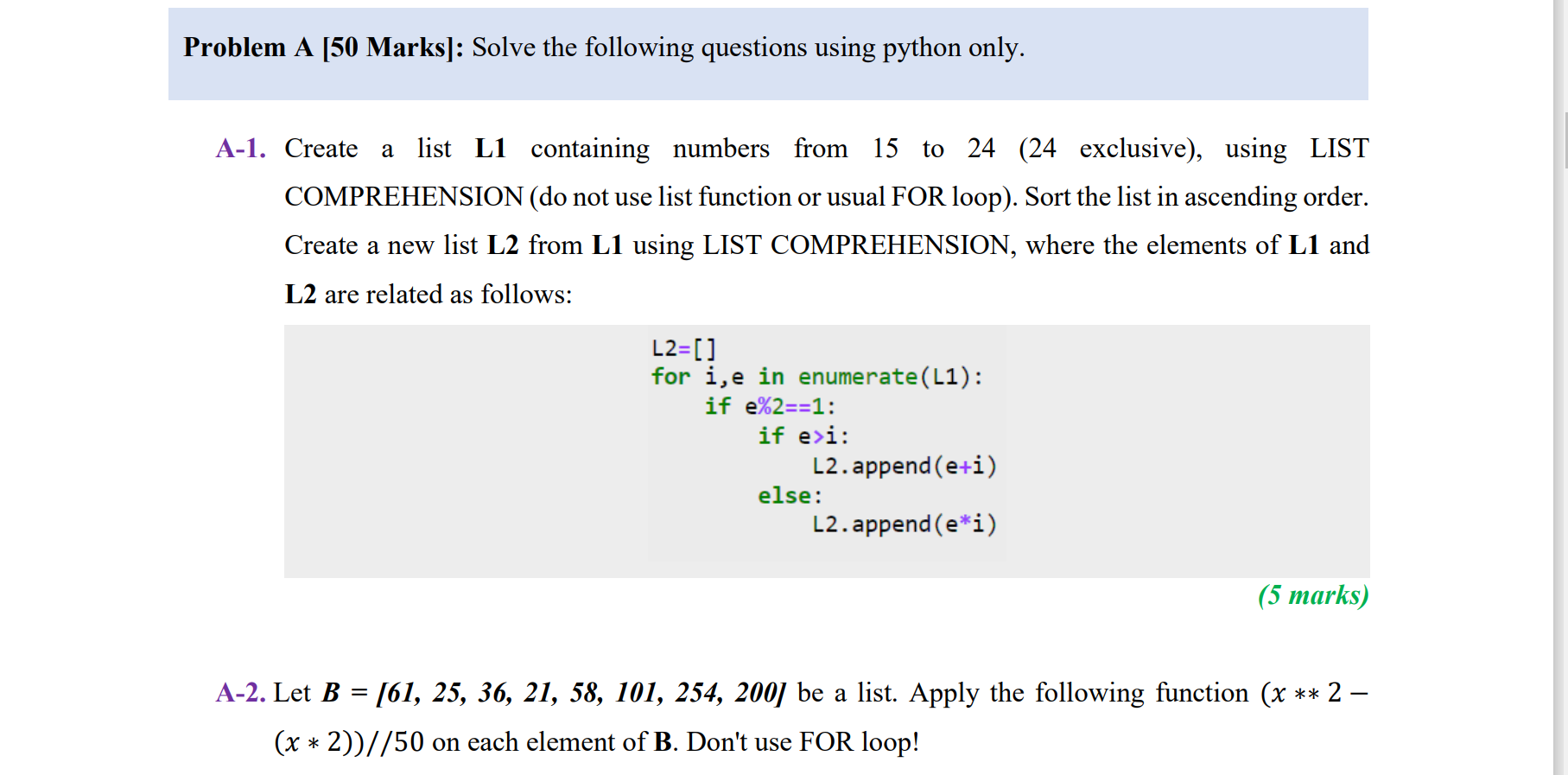 * You must attempt only the first two problems (A \& B),