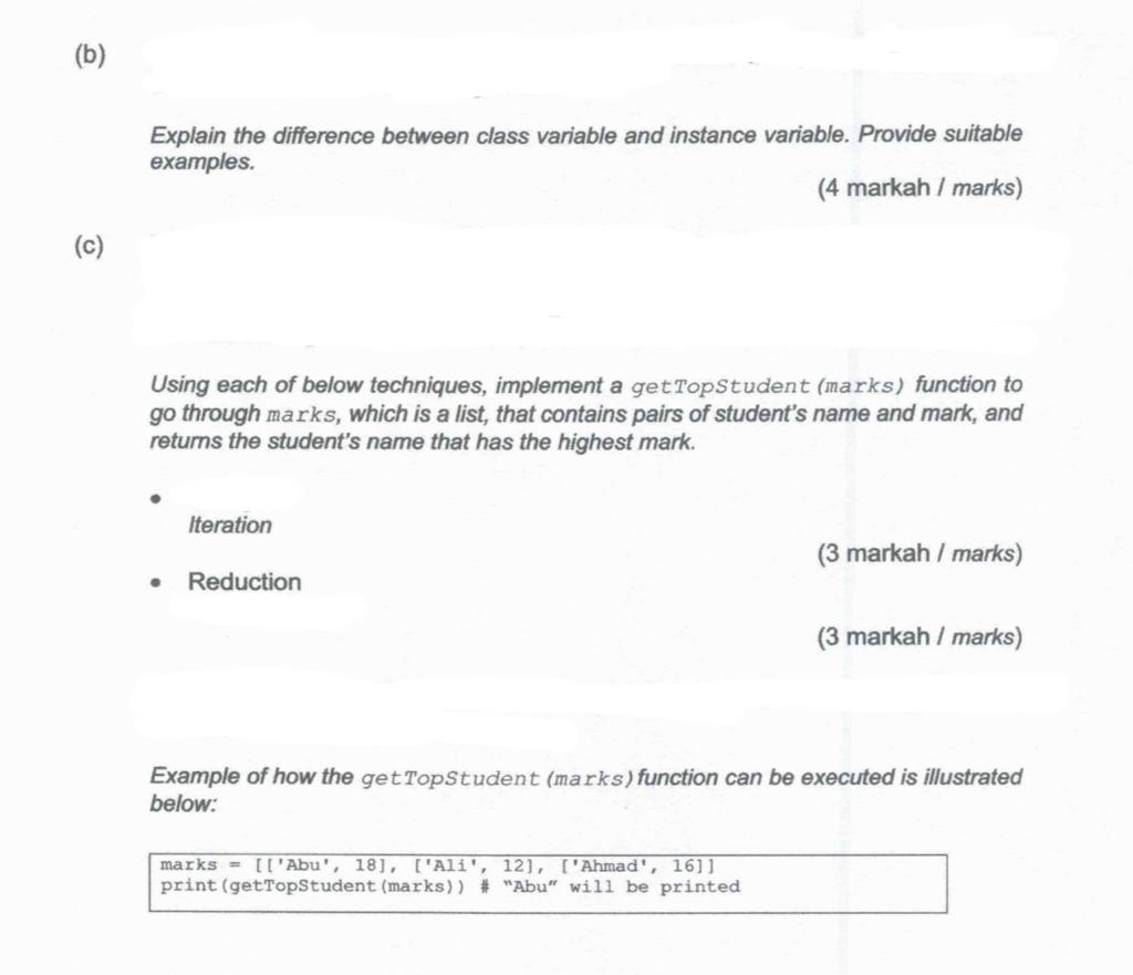  Use Python Programming Language (b) Explain the difference between class variable