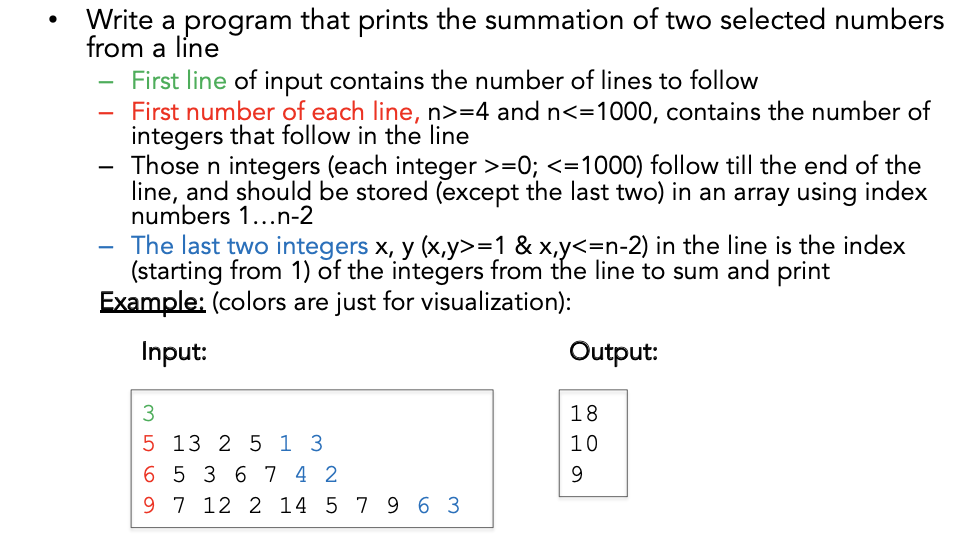  IMPORTANT: Java Programming Language Use Standard I/O to read input and
