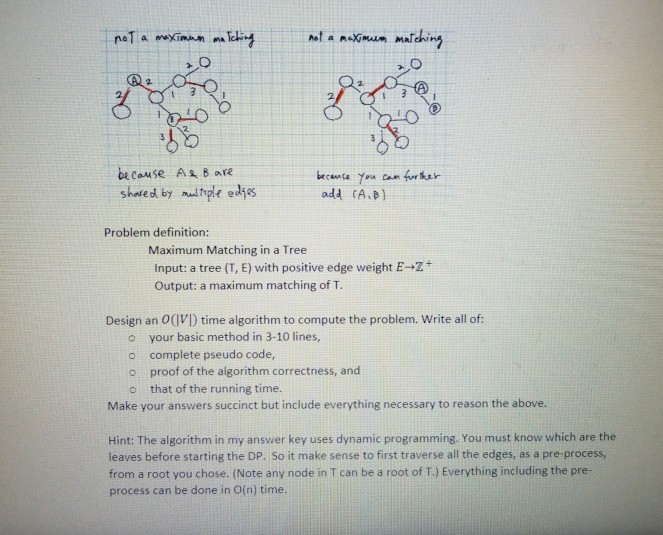 weight on the edges. Its maximum matching is a set of edges