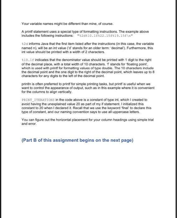 formula. You may place all of your code in the main method