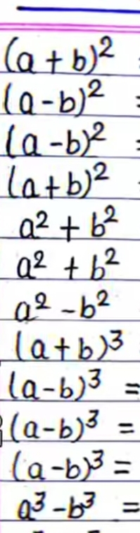  code class="asciimath">(a+b)^(2)(a-b)^(2)(a-b)^(2)(a+b)^(2) a^(2)+b^(2) a^(2)+b^(2) a^(2)-b^(2)(a+b)^(3)(a-b)^(3)=(a-b)^(3)=(a-b)^(3)= a^(3)-b^(3)= 