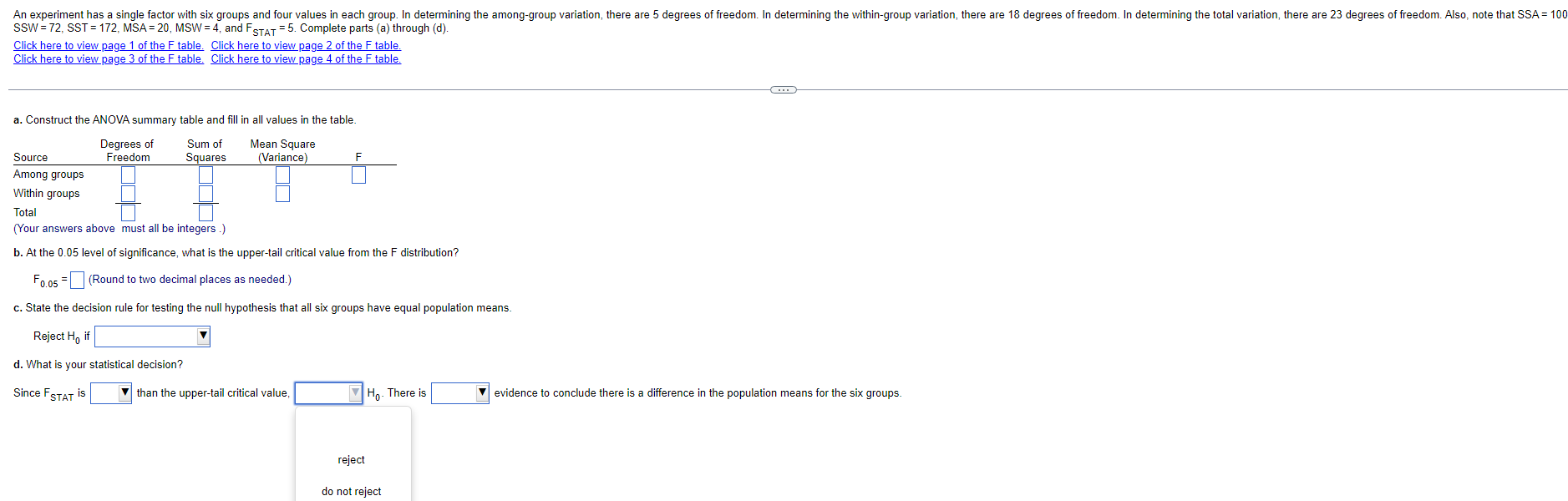 values in each group. In determining the among-group variation, there are 5
