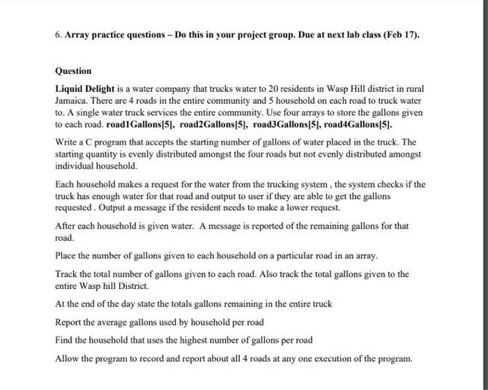  6. Array practice questions - Do this in your project group.