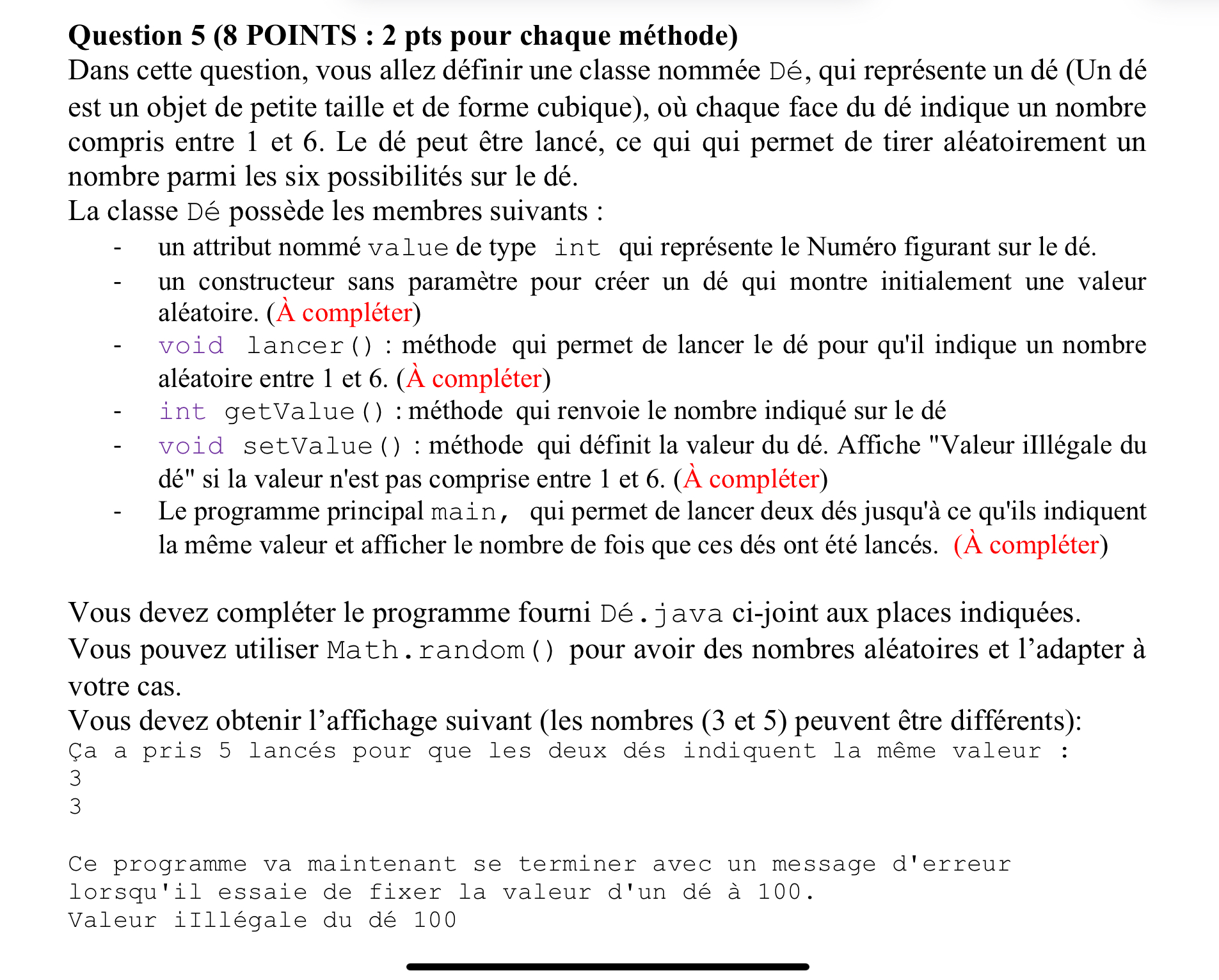 Question 5(8 POINTS : 2 pts pour chaque mthode) Dans cette