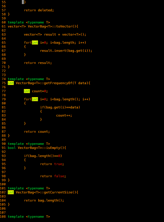 bool remove(T); virtual bool isEmpty) virtual vector 2 #include "Bag!nterface. h" 3