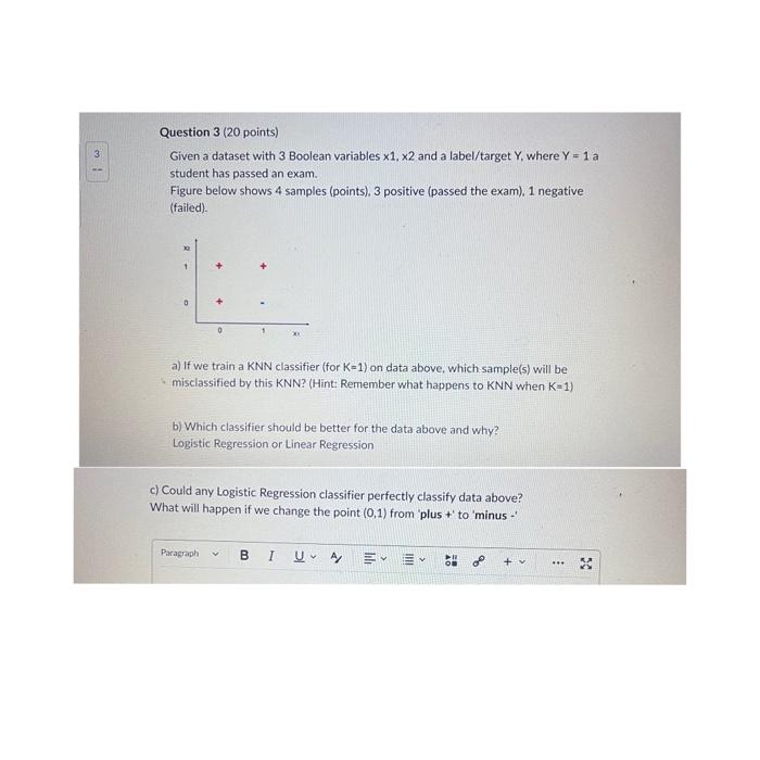  Given a dataset with 3 Boolean variables 1,2 and a label/target