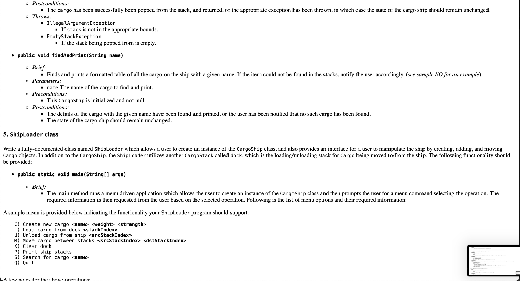 type of cargo). Lastly, the program should print a neatly formatted tabular