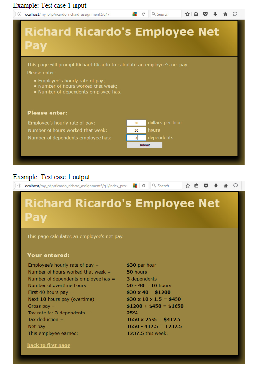 page and related outputs should look like the examples shown below. (3