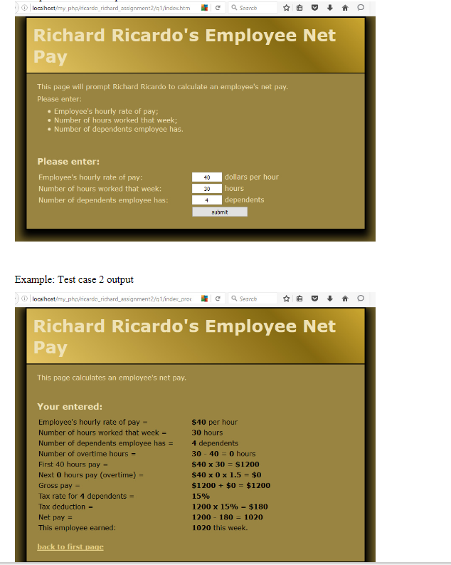 points) Create your page(s) using s Employee Net Pay as the page