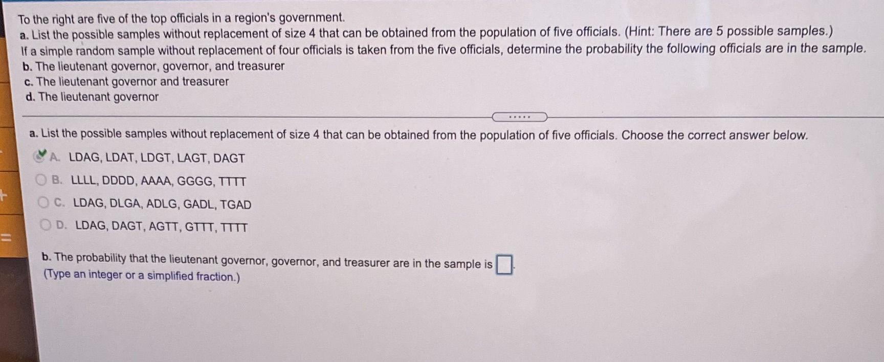 How do I get the probability for B? To the right are