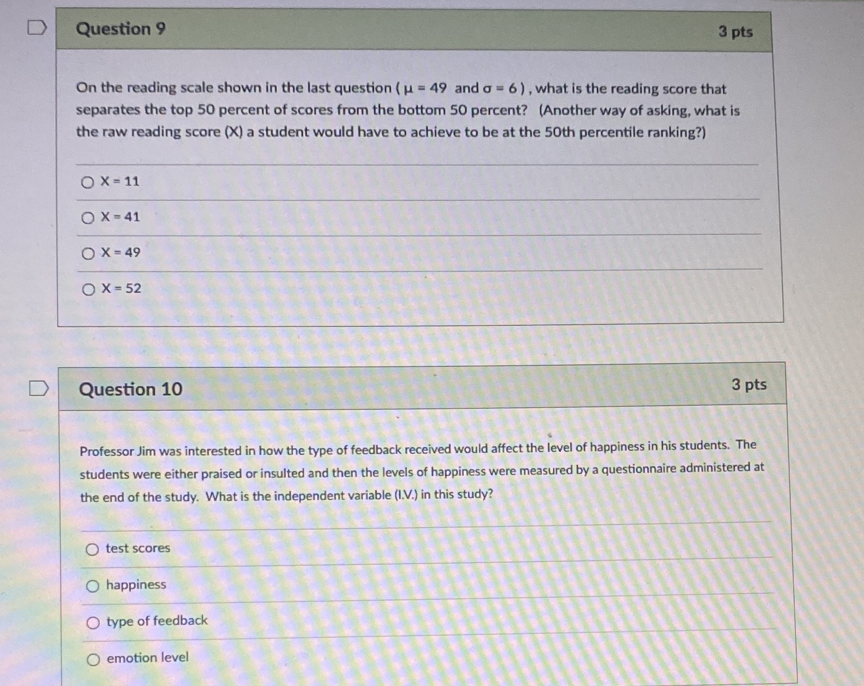 D Question 9 3 pts On the reading scale shown in
